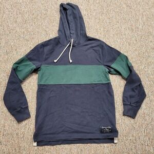 Abercrombie & Fitch Sweatshirt Mens Small Blue Green Hoodie Rugby Cloth Y2K